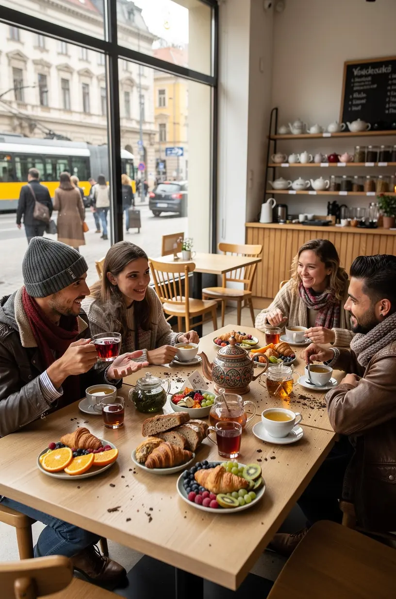 Friss gyógynövényes tea gőzölög egy üvegcsészében, reggeli ébredéshez ideális.